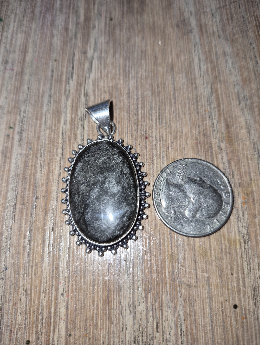 Silver Sheen Obsidian Pendant
